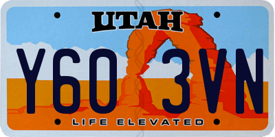 UT license plate Y603VN