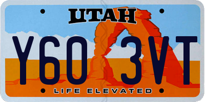 UT license plate Y603VT
