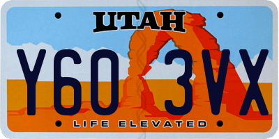 UT license plate Y603VX