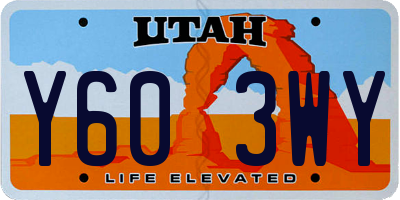 UT license plate Y603WY