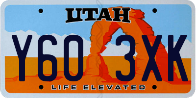 UT license plate Y603XK