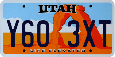 UT license plate Y603XT