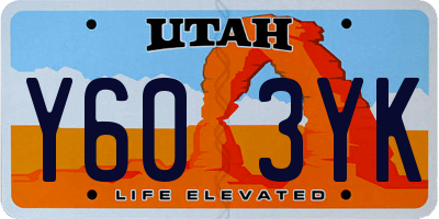 UT license plate Y603YK