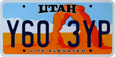 UT license plate Y603YP