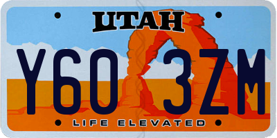 UT license plate Y603ZM