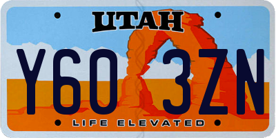 UT license plate Y603ZN