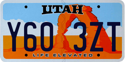 UT license plate Y603ZT