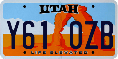 UT license plate Y610ZB