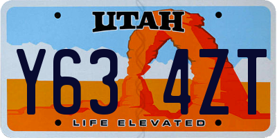 UT license plate Y634ZT