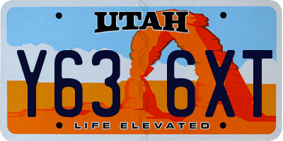 UT license plate Y636XT