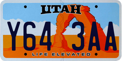 UT license plate Y643AA