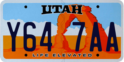 UT license plate Y647AA