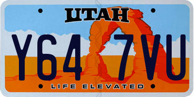 UT license plate Y647VU
