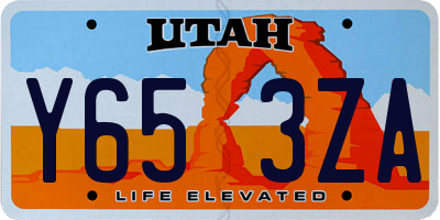 UT license plate Y653ZA