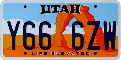 UT license plate Y666ZW