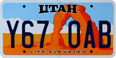 UT license plate Y670AB