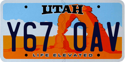 UT license plate Y670AV