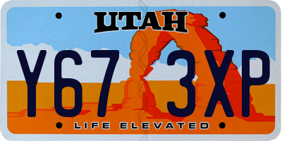UT license plate Y673XP