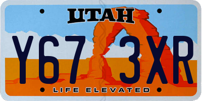 UT license plate Y673XR