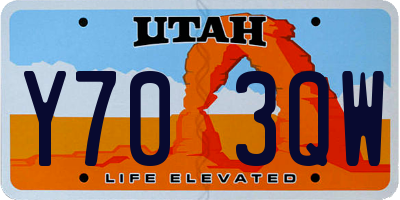 UT license plate Y703QW
