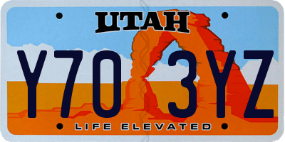 UT license plate Y703YZ