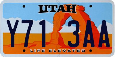 UT license plate Y713AA
