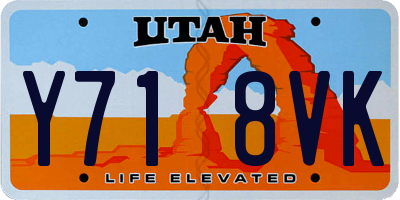 UT license plate Y718VK
