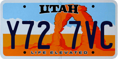 UT license plate Y727VC
