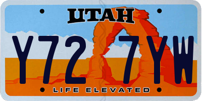 UT license plate Y727YW