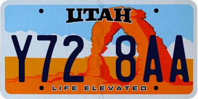 UT license plate Y728AA