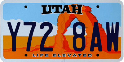 UT license plate Y728AW