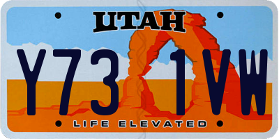 UT license plate Y731VW