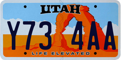 UT license plate Y734AA