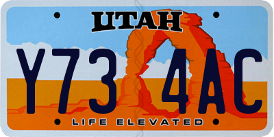 UT license plate Y734AC