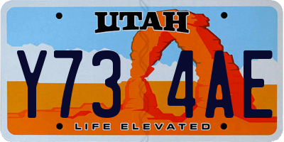 UT license plate Y734AE