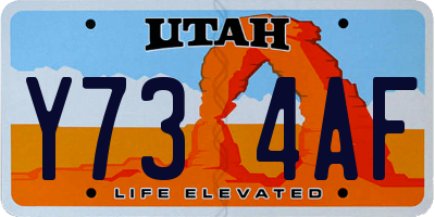 UT license plate Y734AF