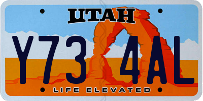 UT license plate Y734AL