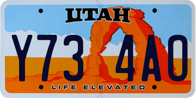 UT license plate Y734AO