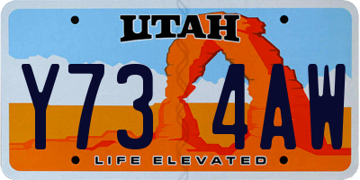 UT license plate Y734AW