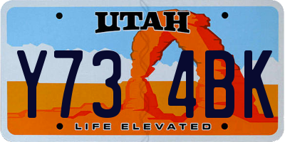 UT license plate Y734BK
