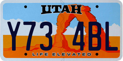 UT license plate Y734BL