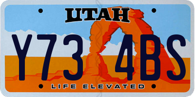 UT license plate Y734BS