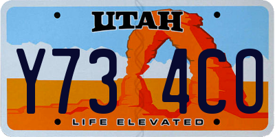UT license plate Y734CO