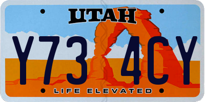 UT license plate Y734CY