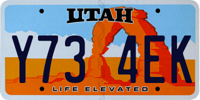 UT license plate Y734EK