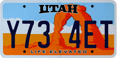 UT license plate Y734ET