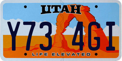 UT license plate Y734GI