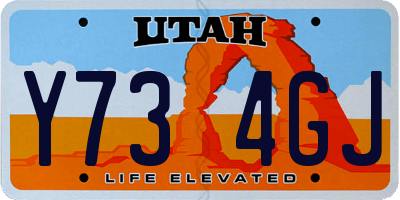 UT license plate Y734GJ