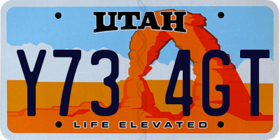 UT license plate Y734GT