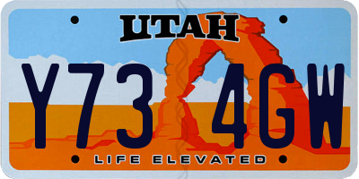 UT license plate Y734GW